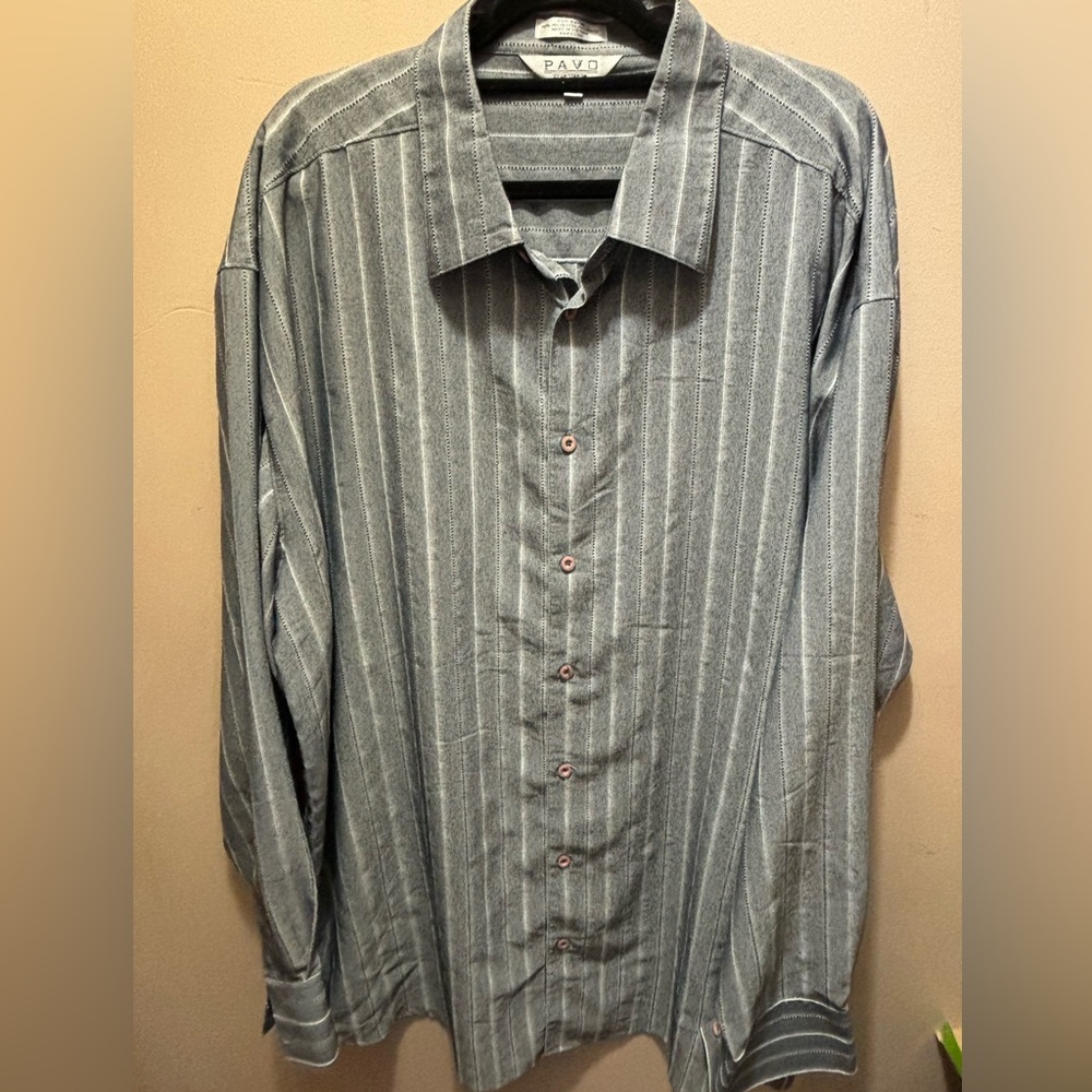 Pavo‎ new dress shirt black gray 4 xlt church wedding funeral career classy long